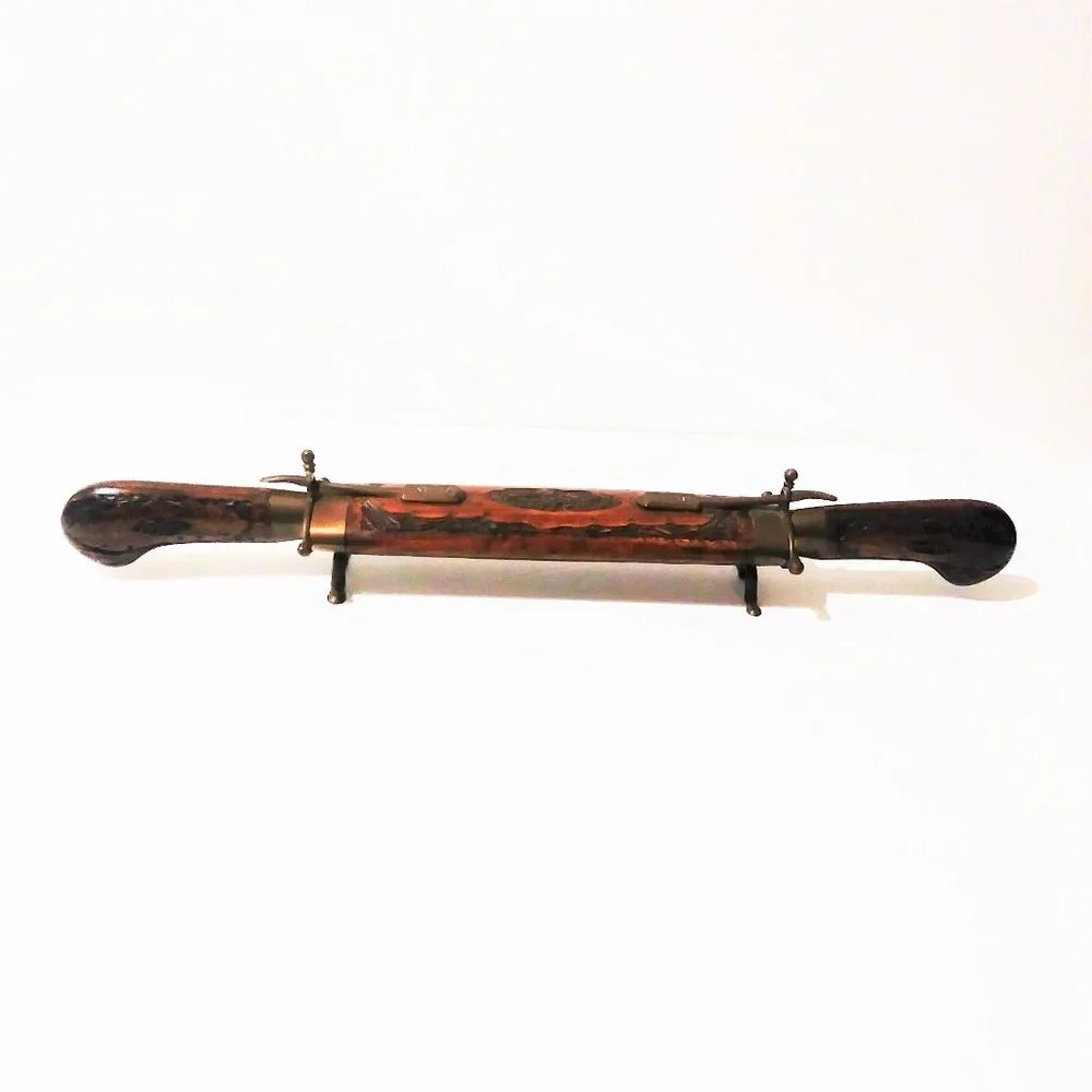 Vintage Wooden‎ Hand Carved Knife Fork Carving Set